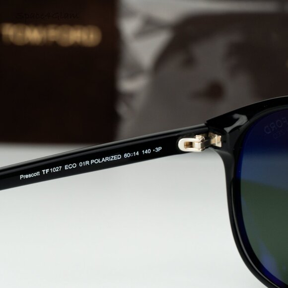 BRAND NEW Tom Ford Women Sunglasses Black Green Polar Pilot PRESCOTT FT1027 01R main image 5